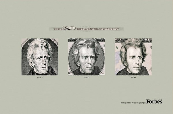 Портреты президентов на долларах разных лет выпуска выглядят моложе