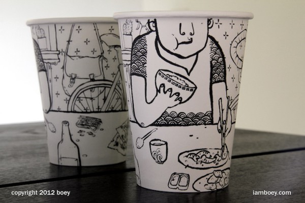 Рисунки на кофейных стаканах от Cheeming Boey (12)