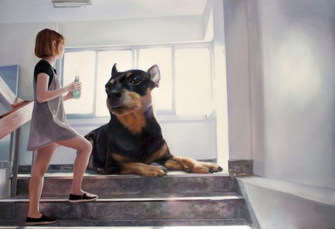 Девочка и ее гигантская собака (9)