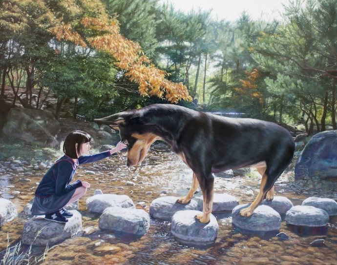 Девочка и ее гигантская собака (8)