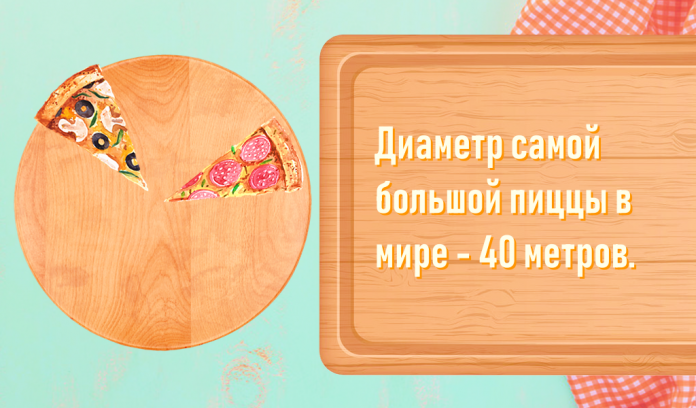 Диаметр самой большой пиццы в мире - 40 метров.